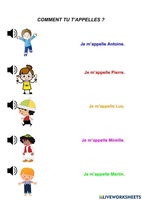 Je M Appelle Interactive Worksheet