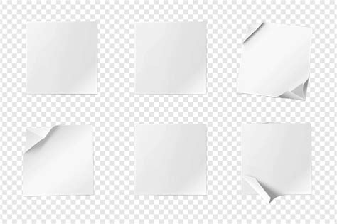 Set Of White Square Sticker Isolated On Transparent Background