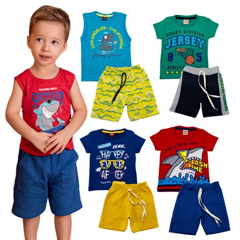 Roupas Infantil De 2 A 3 Anos Masculino - Kit 8 Peças de Roupas Infantil Menino 4 Camisetas+ 4 Bermudas Promoção ...