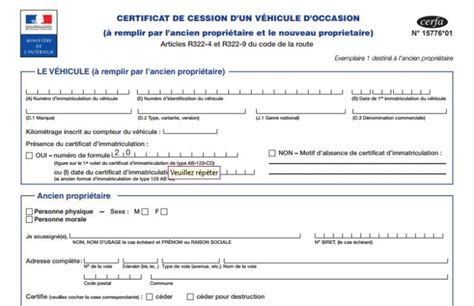 Déclaration de cession nouveau formulaire Cerfa 15776 01 remplissable