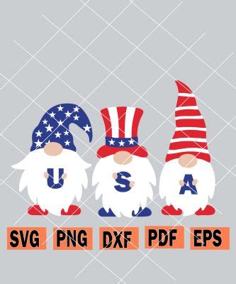 Th Of July Gnomes Svg Three Gnomes Svg Patriotic Gnomes Svg Gnomes