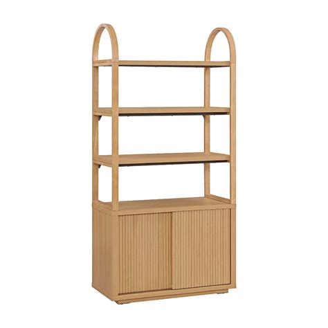 Beautiful Fluted 3 Shelf Bookcase With Storage Cabinet By Drew