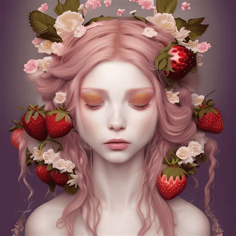 3d Cinema 32k Strawberry Girl · Creative Fabrica