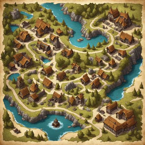 Dnd map fantasy medieval village by Adriano Musti - Playground