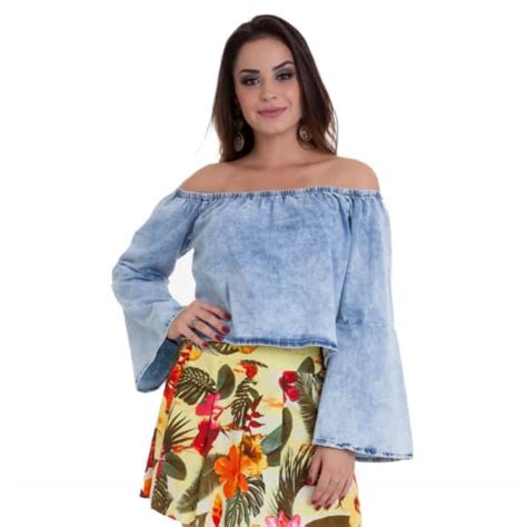 Blusa Ciganinha Jeans Modelos Incríveis para Se Inspirar Rafaela