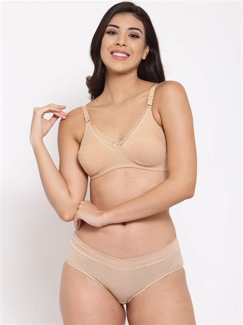 Buy Inner Sense Women Nude Coloured Solid Antimicrobial Maternity Lingerie Set Imbp D