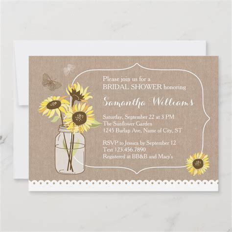 Rustic Sunflowers Bridal Shower Invitation | Zazzle