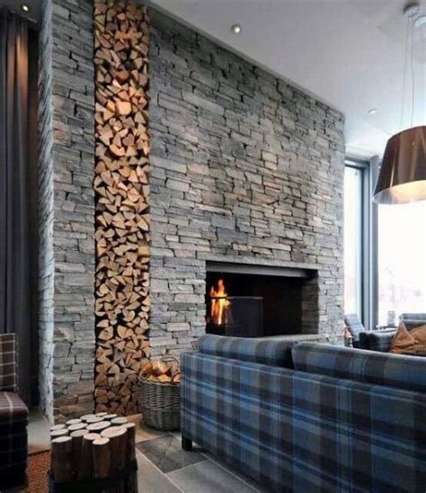 Top 60 Best Stacked Stone Fireplace Ideas - Interior Designs