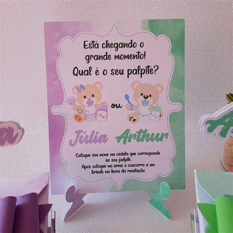 Kit Urna Ch Revela O Ursinhos Elo Produtos Especiais