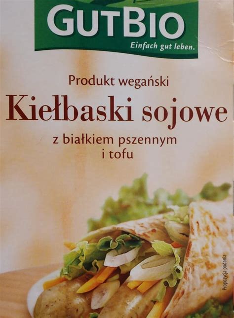 Kiełbaski sojowe z białkiem pszennym i tofu GutBio kalorie kJ i