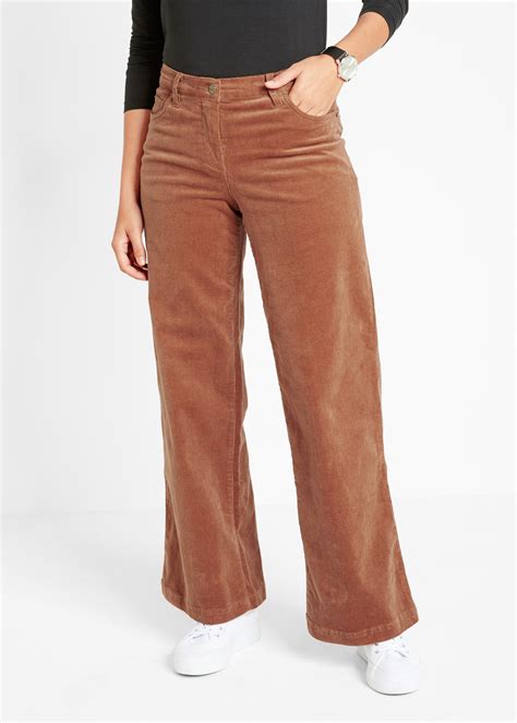 Pantaloni Larghi Di Velluto Con Gamba Svasata Marrone Regular