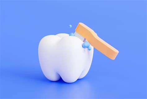 Premium Photo Tooth With Toothbrush Teeth Brushing Icon Cartoon Dentist Health And Medical 3d