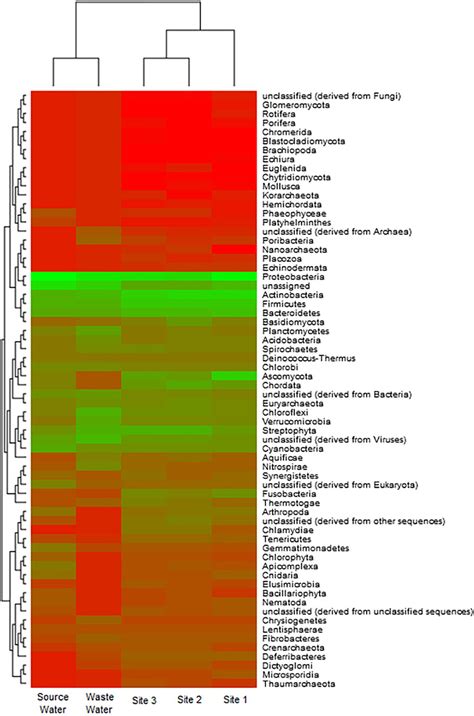 Heat Map Comparing Metagenomic Results From Sites 1 2 And 3 Of Wtc 4 Download Scientific