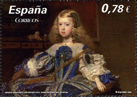 Sello Princess Margarita Teresa In A Blue Dress Velázquez España