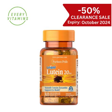 Lutein With Zeaxanthin 20mg 30 Softgels Puritan S Pride CLEARANCE 50