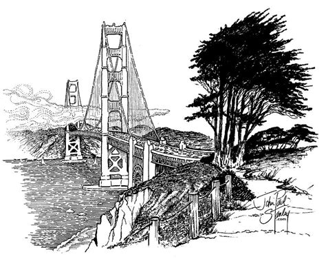 Golden Gate Bridge Sketch Drawing by John Paul Stanley