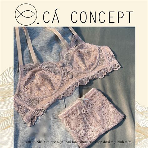 Concept Fish Pink Bra Set With Underwear Design Rimless With Nude