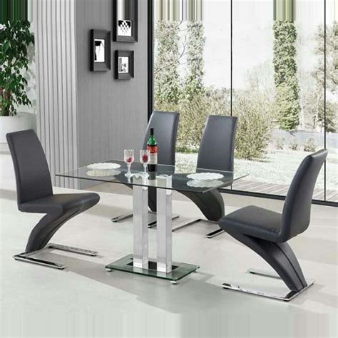 Jet Small Clear Glass Dining Table With Demi Z Grey Chairs