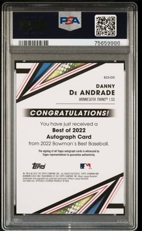 Bowman S Best Autographs B Dd Danny De Andrade Psa Pop