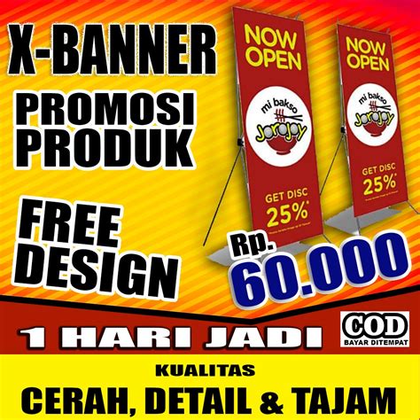 Jual X Banner 60 X 160 Rangka Fiber Cetak Flexy Cepat Murah Satu Hari