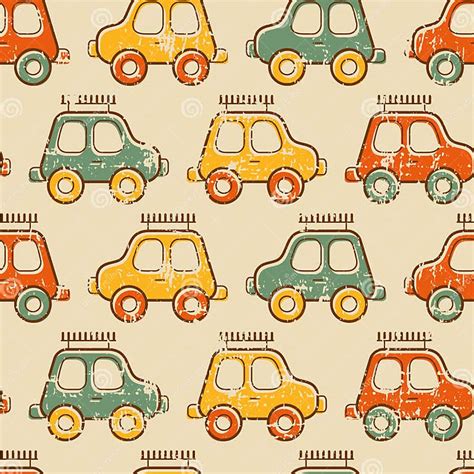 Seamless Baby Pattern With Colorful Toy Cars Stock Vector