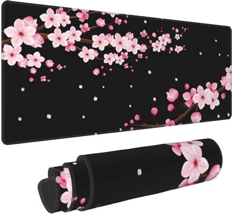 Pink Cherry Blossom Mouse Pad X Inch Black Japanese Anime Xl