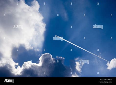 cloudy sky, airplane, condensation trail, beautyful clouds, heaven ...