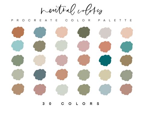 Neutral Colors Palette Pastel Procreate Color Palette Swatches File Ipad Pro Procreate