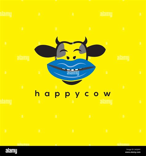 Smiling cow vector logo. smiling cow emblem Stock Vector Image & Art ...