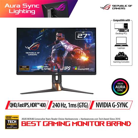 ASUS ROG SWIFT PG279QM NVIDIA G SYNC Gaming Monitor 27 Inch QHD