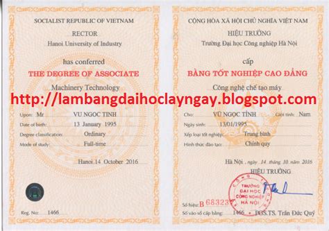 lam bang dai hoc cong nghiep ha noi  cao dang chinh quy