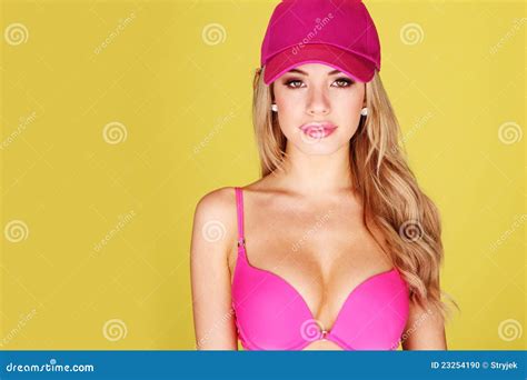 Pretty Busty Blonde In Bikini Stock Photo Image Of Playful Stunning