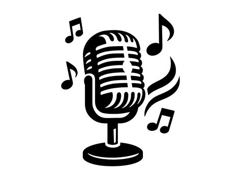 Microphone With Music Notes Drawings