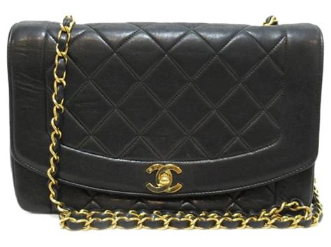 Chanel Diana Flap Crossbody Bag Black Pony Style Calfskin Ref 734533