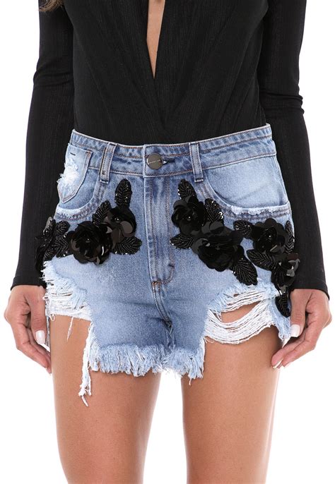 Short Jeans Lança Perfume Hot Pant Pedraria Azul Compre Agora Dafiti Brasil