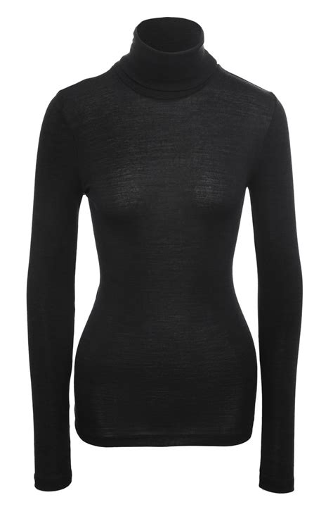 Женская черная водолазка из шерсти и шелка HANRO купить в интернет ...