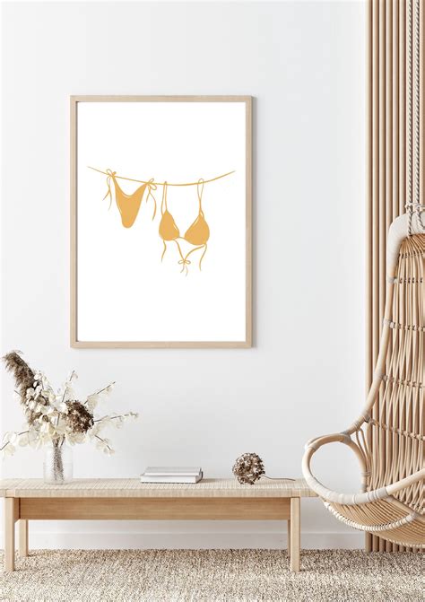 Bikini Wall Art Summer Wind Print Yellow Red Blue Bikini Print Beach