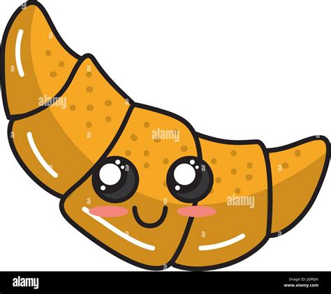 Kawaii Cute Tender Croissant Bread Food Stock Vector Image Art Alamy