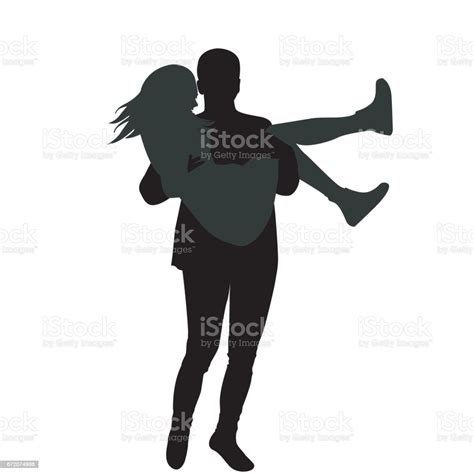 Man Holding Woman In His Arms Stock Illustration Download Image Now