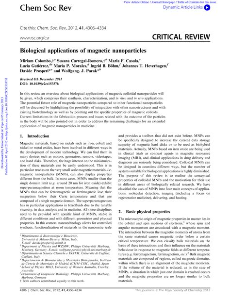 (PDF) Biological applications of magnetic nanoparticles