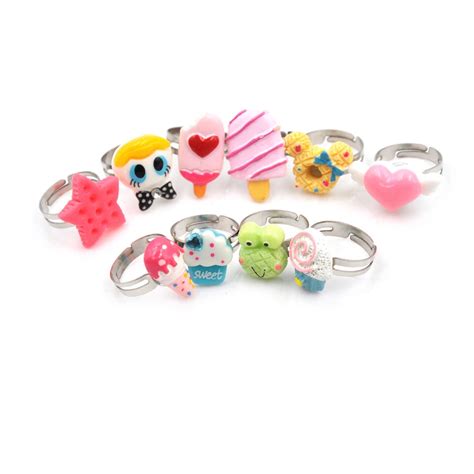 Cute Ring For Children T Send Randomly Mixed Colors Food Resin