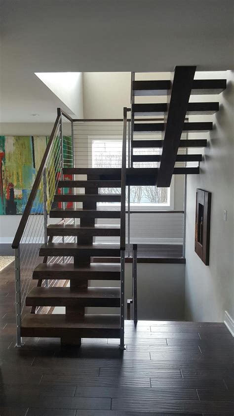 Open Risers Stairs With Wire Cable Railing Hl Stairs Custom