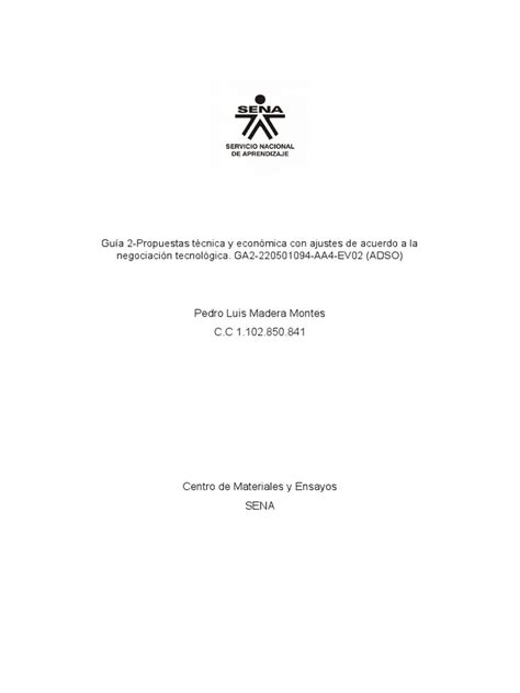 Guía 2 Propuestas Técnica Y Económica Con Ajustes De Acuerdo A La