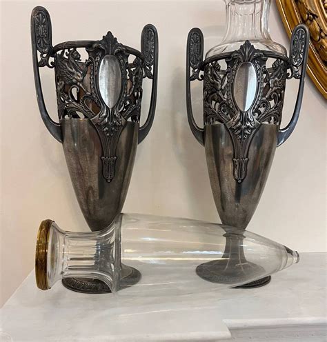 Proantic Paire De Vases Art D Co En Tain Avec Son Cristal