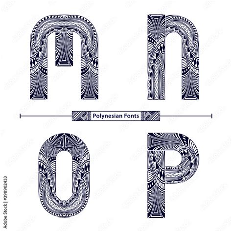 Alphabet Polynesian Style In A Set Mnop Stock Vector Adobe Stock