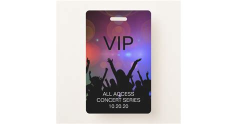 Modern Custom Vip All Access Concert Pass Badge Zazzle