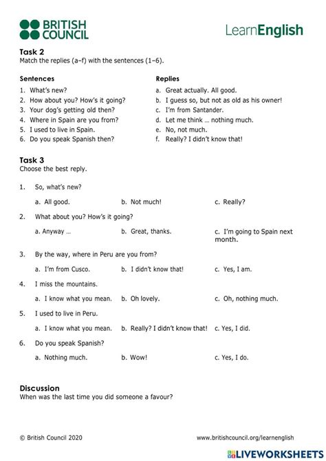 British Council Keeping A Conversation Going B1 Level Worksheet