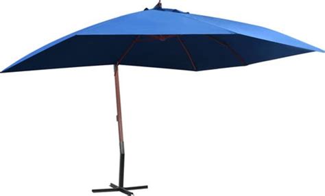 Vidaxl Zweefparasol Met Houten Paal X Cm Blauw Bol