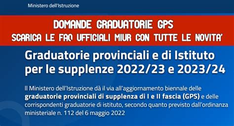 Domande Graduatorie Gps Scarica Le Faq Ufficiali Miur Con Tutte Le