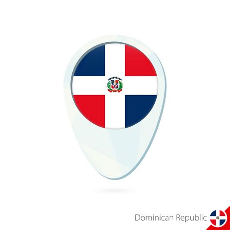 Dominican Republic flag location map pin icon on white background ...